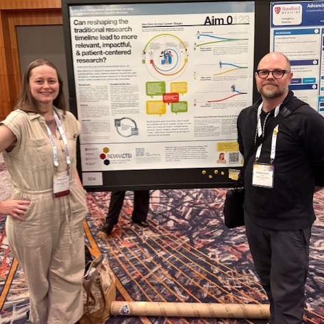 Bridget and Dustin in front of their poster.