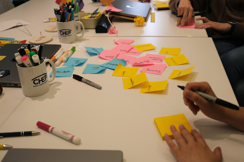Sticky notes on a table.