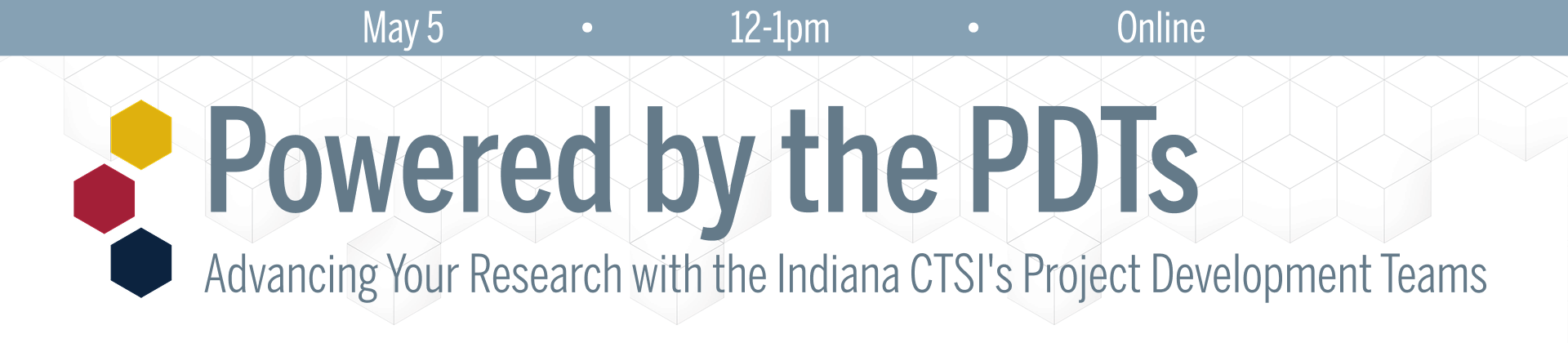 Banner for "Powered by the PDTs" event 5 May 2026 12-1pm online