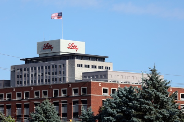 Exterior view of the Lilly headquarters in Indianapolis.