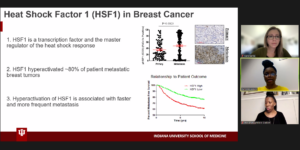 Curteisha Jacobs giving presentation about HSF1 regulation of Anti-Tumor Immune Response in Breast Cancer during Research Blitz