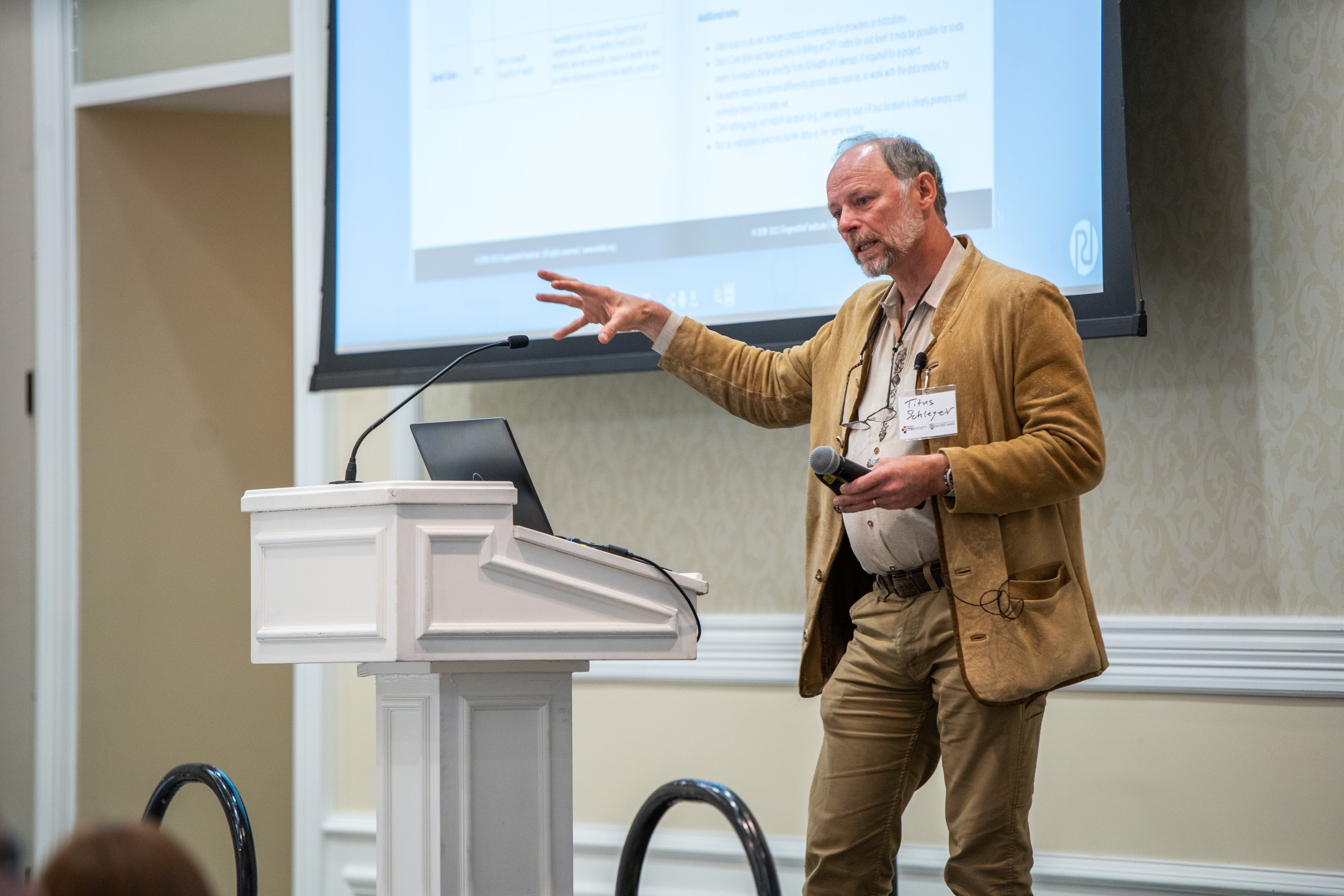 Titus Schleyer presents at the 2024 Notre Dame campus retreat.