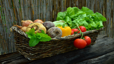 photo of garden vegetables in a basket