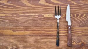 fork and knife on a table