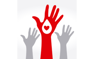 Drawing of hands reaching up with - blood donor