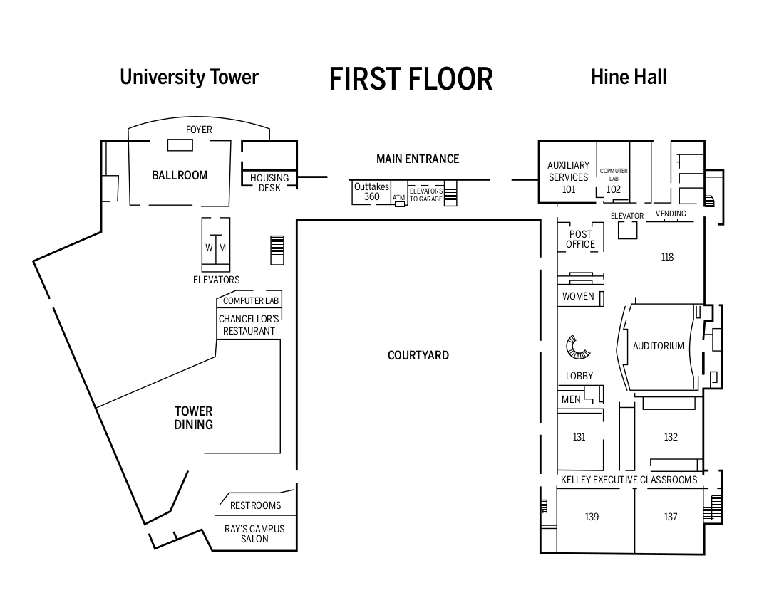 Hine Hall floorplan, first floor